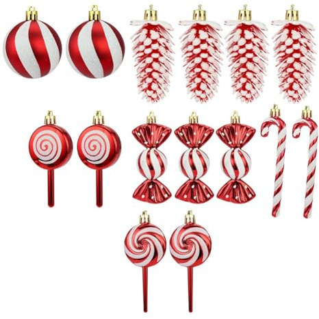 IJSDNVJNDX 15Pieces Christmas Ornaments Candy Theme Christmas Candy Ornaments Set Xmas Tree Decorations Festive for Home,B