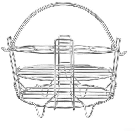 Griglia per cottura a vapore a 3 strati, in acciaio inox 304, pieghevole, per cottura a vapore, verdure, frutti di mare, gadget da cucina, argento