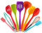 DOETI Set Utensilios de Cocina Silicona de Colores con Espátula,Cuchara,Cucharon,Espumadera,Batidor de Varillas,Pinzas Pincel de Cocina, 10 Piezas Resistente al Calor