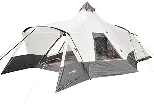 Skandika Tipi Zelt Lavvu 460 Protect Plus| Zelt für 6 Personen, 3 m Stehhöhe, eingenähter Zeltboden, 3000 mm Wassersäule, UV 50+, Festivalzelt, Indianerzelt, Familienzelt | Outdoor, Camping, Glamping