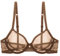 Sexy Sheer See Through Bras Unlined Underwire Lace Mesh Non Padded Ultra Thin Clear Bralette Coffe, 44C
