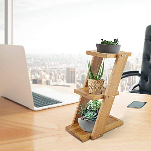 Cocoarm Blumenregal massivem Holz Blumentreppe mit Pflanzenregal 3 Ebenen Blumenständer für innen Balkon und Garten Mehrstöckig 18 x 11 x 25 cm