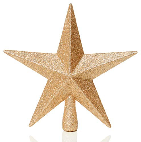 Rose Gold Christmas Tree Top Star Topper Glitter finish 20cm star for top of tree
