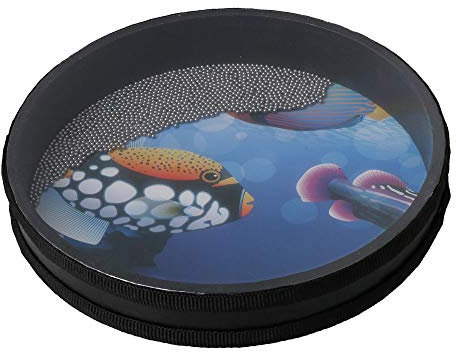 BQLZR 25,4 cm Ozeantrommel Hand Percussion Instrument Wave Bead Sea Sound Drum mit Fischmuster für