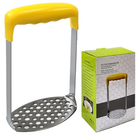 NILICAN Schiacciapatate leggero in acciaio inox, portatile, a maglia fine, per cucina, aglio e patate, con manico antiscivolo (piccolo)