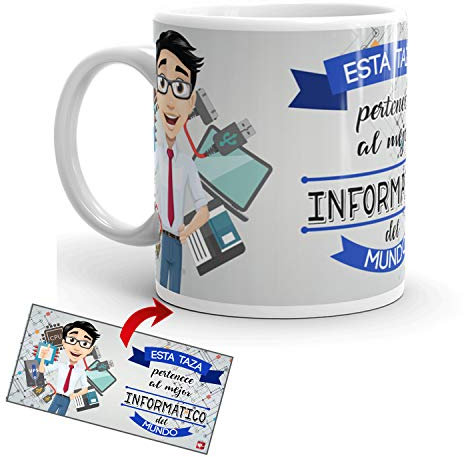 Kembilove Taza de Café del Mejor Informático del Mundo – Taza de Desayuno para la Oficina – Taza de Café y Té para Profesionales – Taza de Cerámica Impresa – Tazas de Jefe de 350 ml para Informáticos