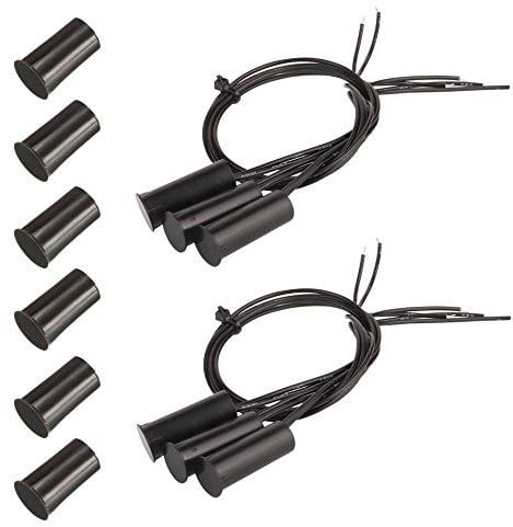 Gebildet 6pcs Nero Da Incasso Cablato Sicurezza Finestra Cancello Contatto Sensore Allarme Interruttore Reed Magnetico,Magnete Vicino-Collegamento Circuito Magnete Lontano-Interruzione Circuito