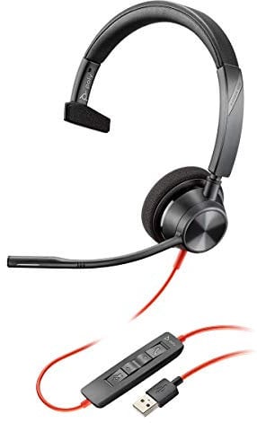 Poly Blackwire 3310, BW3310-M - Schnurgebundenes MS Mono-Headset mit USB-A zertifiziert für Microsoft Teams