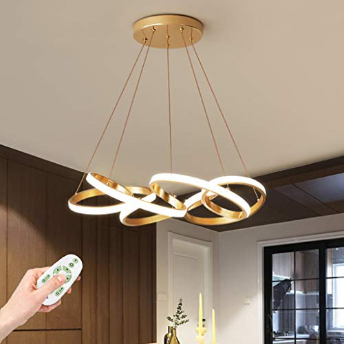 Pendelleuchte LED Dimmbar Mit Fernbedienung Esstisch Hängelampe Wohnzimmerlampe Deckenleuchte Gold Acryl Lampenschirm Modernes Design Pendellampe Für Schlafzimmer Esszimmer Küche Lampe,65cm