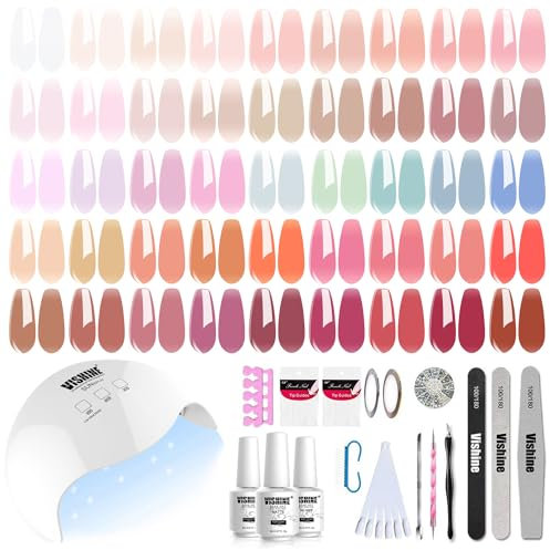 Vishine Gel Polish Starter Kit with UV LED Nail Lamp - 45 Colors, Pink Jelly Nude Gel Polish, Top & Base Coat, Matte Top Coat & Nail Art Tools
