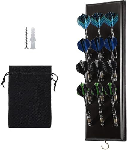 FDLS Darts Caddy Wandhalterung Darthalter Ständer mit Metallhaken Zubehör Aufbewahrungstasche Displays 12 Set Steel/Soft Tip Darts