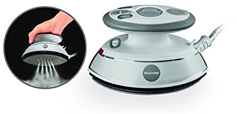 MACOM Enjoy & Relax 876 Iron One - Mini ferro a vapore da stiro da viaggio, 500 Watt riscaldamento rapidissimo, piastra antiaderente a doppia punta, doppio voltaggio 110/220 volt