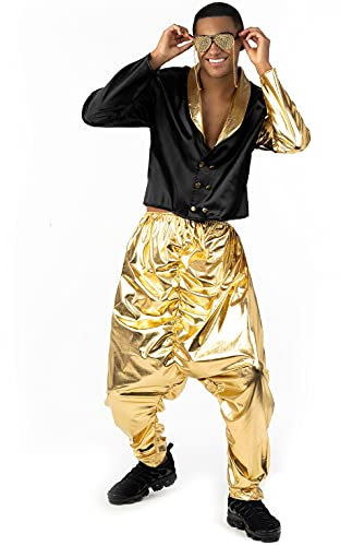 Morph Kostüm Rapper für Herren, 90er Jahre Outfit, Perfekt für Party und Karneval, Retro 80er Jahre Look, M