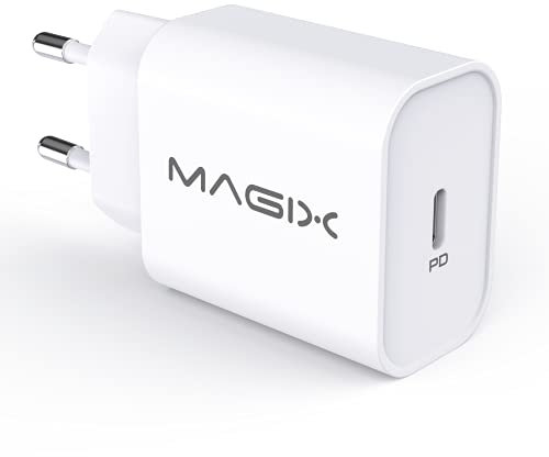 Magix Cargador de Pared 20W PD Powe Delivery 3.0, AC 100-240V a CC 5V 9V 12V (para iPhone 12/12 Mini / 12 Pro / 12 Pro MAX / 11 Pro MAX / SE, AirPods Pro, iPad Pro, Galaxy-White)(Blanco)(Enchufe EUR)