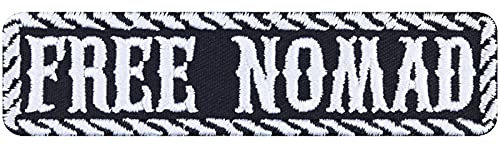FREE NOMAD Aufnäher Nomaden Aufbügler/Patch zum annähen/aufbügeln Biker Bügelbilder Motorrad Geschenk Applikation für Jacke/Weste/Jeans/Motorradkoffer | 100x25mm