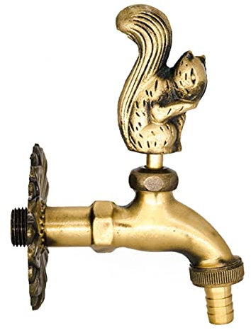 Messing Eichhörnchen Garten Outdoor Wasserhahn Dekorative Antik Messing Wandhalterung Waschmaschine Wasserhahn Tiergriff Innenhof