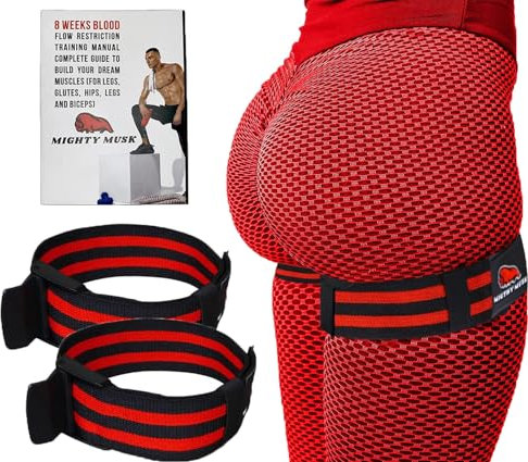 BFR Trainingsbänder, Blutflussbegrenzungsbänder für Arme, Beine und Po, Okklusionsband für schnellen Muskelaufbau, stark und bequem (rot)