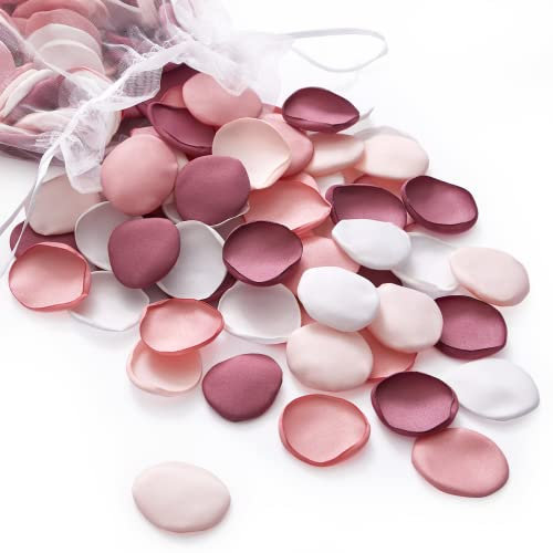 Serwalin 300Pcs Silk Rose Petals Artificial Flower Petals for Weddings Proposal Peach Pink Petals Rose Petals Bulk for Wedding Decor Bridal Shower Decorations Table Decor Wedding Cake