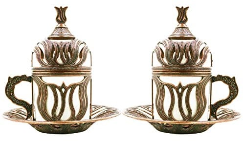 HeraCraft Classic Oriental Turkish Coffee Cup Set, 56ml, 8 Pieces (Copper)