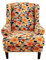 Highdi 2 Teilig Ohrensessel Überzug, Sessel-Überwürfe Ohrensessel Schonbezüge Bezug Sesselhusse Elastisch Stretch Tiger Stuhlbezug mit Armlehne Hohe Rückenlehne Universal (orangene Blume)