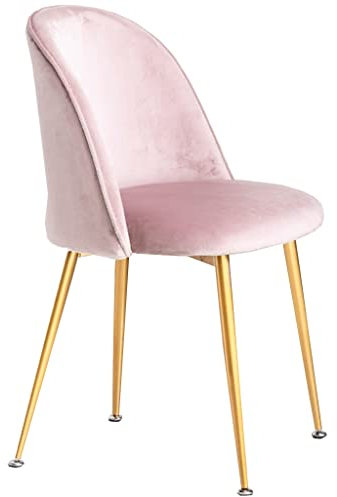 GIZNXBA Esszimmerstühl Samt, Schalenstuhl Rosa Polsterstuhl Retro Mit Goldenem Metallbein, Küchenstuhl Aus Weichem Samt Mit Sitz Und Rückenlehne, Freizeit-Beistellstühle (Color : Pink B)