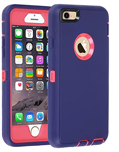 smartelf Case for iPhone 6/6s Heavy Duty With Built-in Screen Protector Shockproof Dust Drop Proof Protective Cover Hard Shell for Apple iPhone 6/6s 4.7 inch-Light Purple/Pink