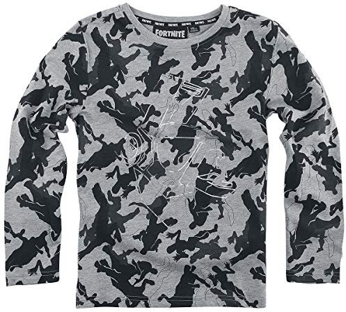 Fortnite Langarmshirt Shirt (as3, Numeric, Numeric_140, Regular, Grau)