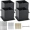 AXWHYS 6x6 Post Base 4 Pcs, (Inner Size 5.6x5.6) Post Anchors, 13GA Thick Solid Steel & Black Powder Coated,Deck Post Brackets Support Deck Base Plate Pergola Brackets Fence Kit