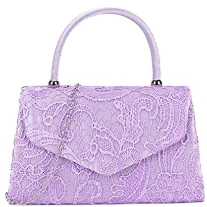 LeahWard Lace Top Handle Clutch Bag Chain Cross Body Handbags (Lilac)