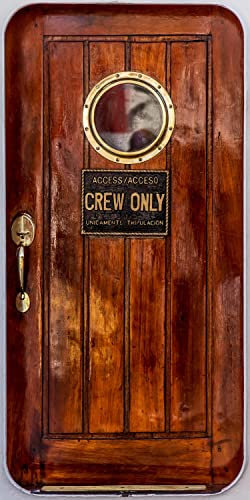 wandmotiv24 Türtapete Holztür Schiff, Crew only, Bullauge 100 x 200cm (B x H) - selbstklebend Vlies 150g Sticker für Türen, Türfolie, Aufkleber, M1374