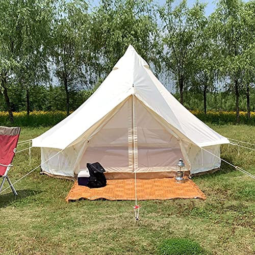 ATAAY Zelte für Camping 4 Jahreszeiten Cotton Bell Glamping Zelt Outdoo Family Camping Zelt mit Bodenplane mit Reißverschluss Netztür für Camping Jagd (Beige 4M)