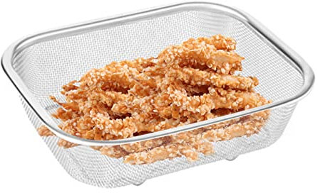 Scolapasta in acciaio inossidabile a maglia fine, cestello con setacci e filtri a rete rettangolare, colino per lavello colino per lavello per portapatatine fritte, servizio da tavola per cibi