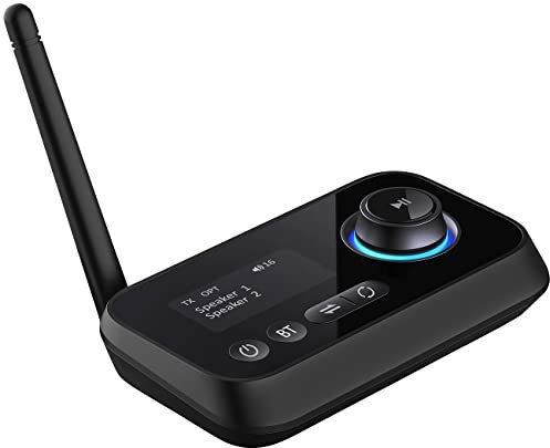 auvisio Transmitter, Bluetooth: 2in1-Audio-Sender und -Empfänger mit Bluetooth 5, TOSLINK, LED-Display (Audio Funkübertragung, BT Transmitter, Adapter Stereoanlage)