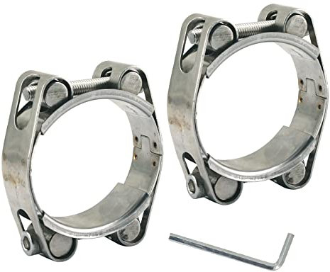 35–45 mm, robuste T-Schrauben-Schlauchschelle aus 304 Edelstahl, Doppelkopf, doppellagig, Schlauchklemmen, Bandbreite 20 mm (2 Stück mit Schraubenschlüssel)