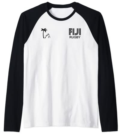 Herren Rugby-T-Shirt mit Fidschi-Motiv für Rugby-Ball-Spieler Raglan