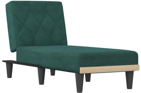 vidaXL Chaiselongue, Sofa in 3 Positionen zum Sitzen Entspannen Schlafen Verstellbar, Couch in Eleganter Optik, Liege Schlafsofa Loungesofa Liegesofa, Dunkelgrün Samt