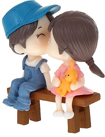 Warmhm 1 Paar Hocker Paar Ornamente Hochzeits-Cupcake-Topper Kleine Statuenverzierungen Hochzeitspuppe Mini Hocker Paare Puppen Paarfiguren Paar Statuen Esstisch PVC Anhänger Liebhaber