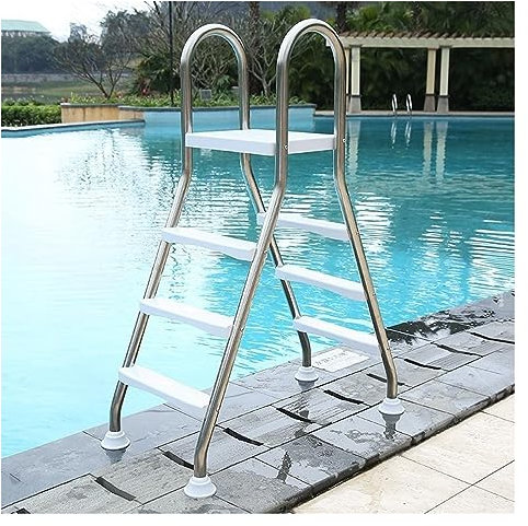 YJEUZCD Escaleras For Piscinas, Escalera De Piscina Piscina sobre El Suelo con Pasos Removibles, 2-4 Pasos Sistema De Entrada Y Salida, Capacidad De Carga 660 Libras (Color : Silver, Tamaño : 4 Step