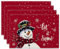 Ohok Weihnachten Tischsets Abwaschbar 4er Set, Polyester Leinen Platzdeckchen 30x45cm, Weihnachten Tischuntersetzer Platzsets für Küche Speisetisch Hotel Weihnachts Tischdeko (Schneemann Rot)
