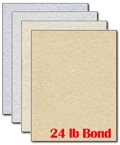 Pergamentpapier Briefpapier Farbsortiment – 40 Blatt – 10,9 kg Bond-Druckerpapier mit Pergament-Design
