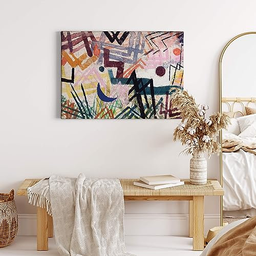 A.S. Création Leinwandbild Kunstwerk abstrakt - Kunstdruck blau rosa grau schwarz - 70x50 cm Querformat - moderne Wanddekoration Schlafzimmer Wohnzimmer Küche - Bild auf Keilrahmen