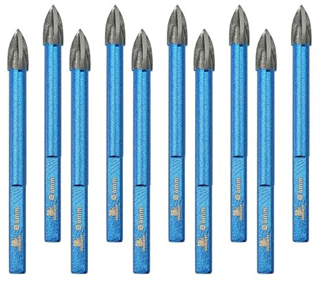 BRCHNITT Lot de 10 Forets à Maçonnerie Ø 6 mm - Forets Pour Carrelage, Brique, Plastique et bois Pointe en Carbure de Tungstène Meche Carrelage