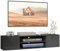 HOMCOM Floating TV Stand Cabinet for TVs up to 60, Wall Mounted TV Unit with Open Shelf, Storage Cupboards and Cable Management for Living Room, Grey