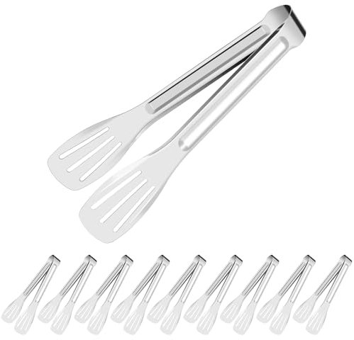 MABAHON 10 Pcs Pinces Cuisine,7 Pouces Pinces de Service Pince à Salade Inox pour Cuisine Cuisson BBQ Friture Buffet Salade Grillades