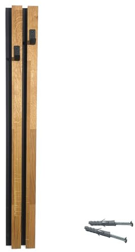 FLEXISTYLE Kleiderhaken wand Wandgarderobe Garderobe Holz Eiche Lamellen Schwarz modular Höhe 98cm (Modul C 12cm)