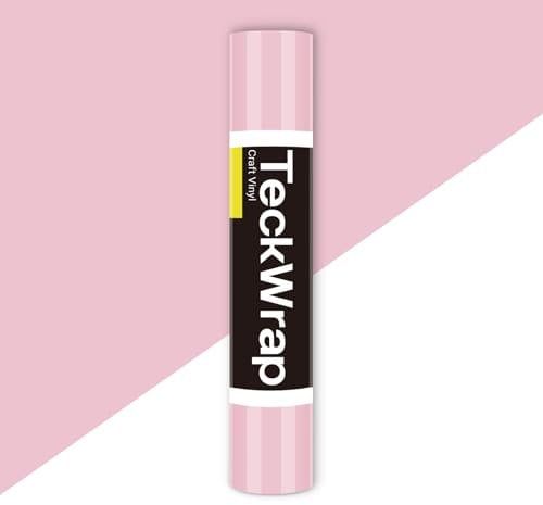 TECKWRAP Permanent Adhesive Vinyl 12 x 5ft, Glossy Craft Vinyl Decal Roll for DIY Crafting,Home Decoration, Glossy Pastel Pink