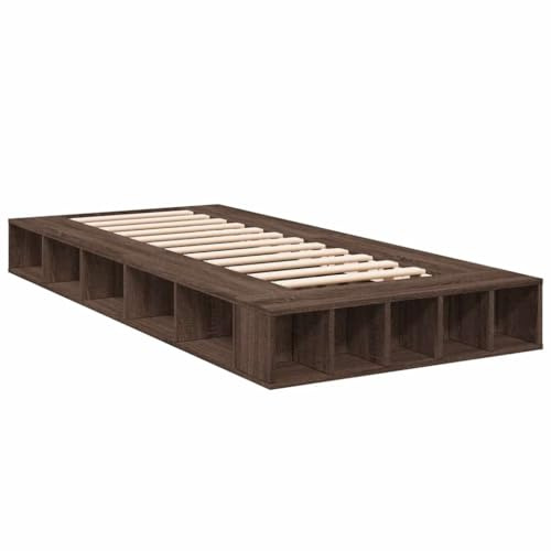 vidaXL Bettgestell, Bett mit Stauraum für Schlafzimmer, Bettrahmen mit Lattenrost, Schlafzimmerbett Einzelbett, Braun Eichen-Optik 90x190cm Holzwerkstoff