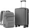 COOLIFE Cabin Suitcase 55x40x20cm & Cabin Backpack 20L Set for EasyJet Carry-On Luggage with TSA Lock, 4 Dual Spinner Wheels, Aluminum Alloy Corners, Grey