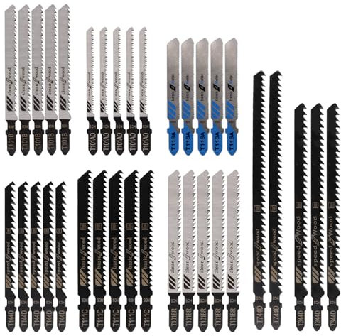 TNOMSNO Set Lame per Seghetto Alternativo - 8 Modelli e 35 Pezzi per Legno, Plastica e Metallo