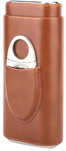 Ausla Zigarrenetui aus Leder mit Zedernholz-Innenfutter, Zedernholzfutter Reisehumidoren, für Zigarrenliebhaber, mit Cutter (Brown)
